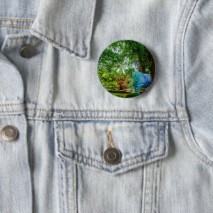 SlipperyJoe's rhinoceros lush tropical setting pri 6 Cm Round Badge