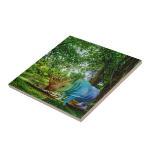 SlipperyJoe's rhinoceros lush tropical setting pri Tile
