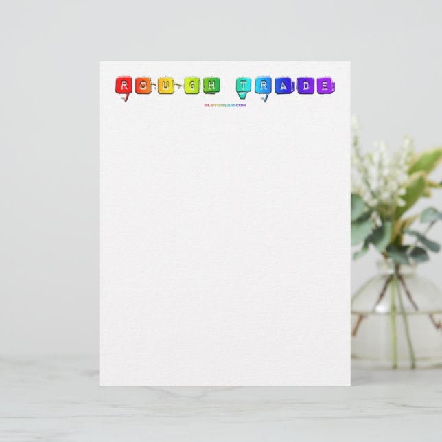 SlipperyJoe's rough trade queer pop typography sla Custom Letterhead (Standing Front)