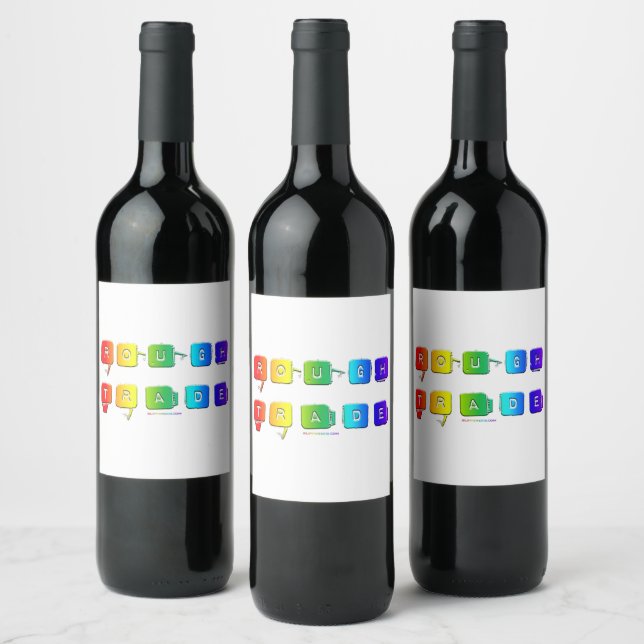 SlipperyJoe's rough trade queer pop typography sla Wine Label (Bottles)