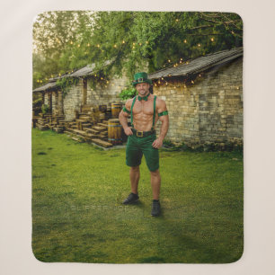 SlipperyJoe's Saint Patrick's Day festive leprecha Sherpa Blanket