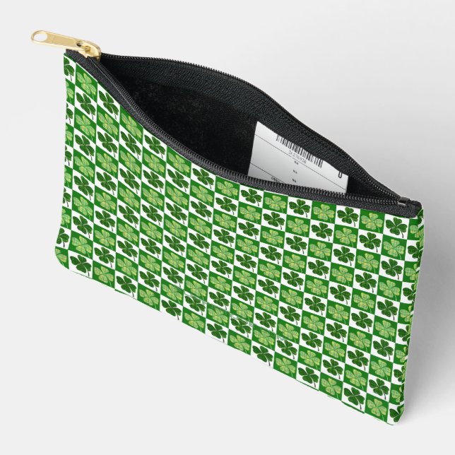SlipperyJoe's Saint Patrick's Day four leaf clover Accessory Pouch (Open)