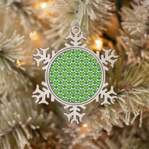 SlipperyJoe's Saint Patrick's Day four leaf clover Snowflake Pewter Christmas Ornament