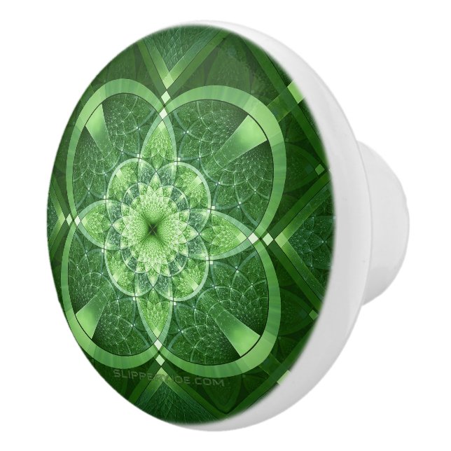 SlipperyJoe's Saint Patrick's Day glowing four lea Ceramic Knob (Right)