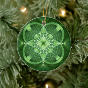 SlipperyJoe's Saint Patrick's Day glowing four lea Ceramic Tree Decoration