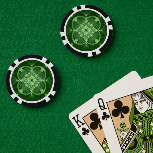 SlipperyJoe's Saint Patrick's Day glowing four lea Poker Chips (Poker Table (Double))