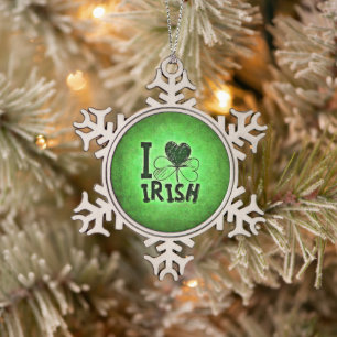 SlipperyJoe's Saint Patrick's Day holiday Irish pr Snowflake Pewter Christmas Ornament