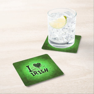 SlipperyJoe's Saint Patrick's Day holiday Irish pr Square Paper Coaster