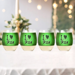 SlipperyJoe's Saint Patrick's Day holiday Irish pr Stemless Wine Glass
