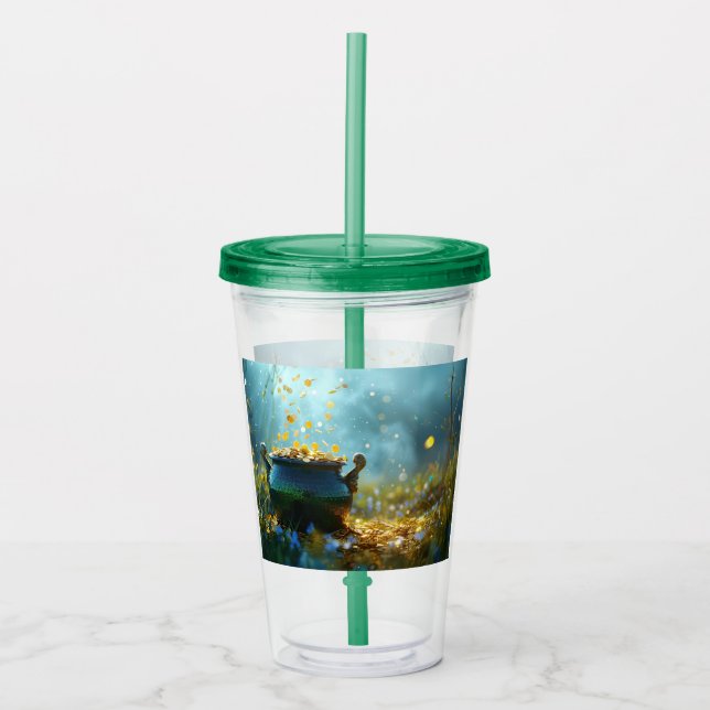 SlipperyJoe's Saint Patrick's Day large ornate pot Acrylic Tumbler (Front)