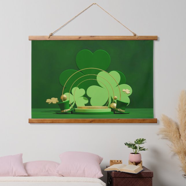 SlipperyJoe's Saint Patrick's Day three-leaf clove Hanging Tapestry (Bedroom)