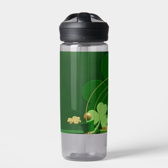 SlipperyJoe's Saint Patrick's Day three-leaf clove Water Bottle (Front)