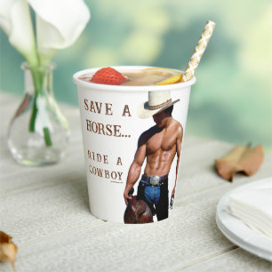SlipperyJoe's Save a horse Ride A Cowboy hat muscu Paper Cups