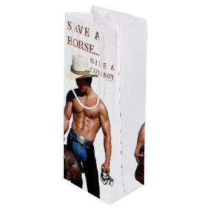 SlipperyJoe's Save a horse Ride A Cowboy hat muscu Wine Gift Bag