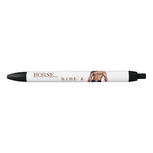 SlipperyJoe's save horse ride straw cowboy hat mus Black Ink Pen (Front)