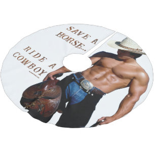 SlipperyJoe's save horse ride straw cowboy hat mus Brushed Polyester Tree Skirt