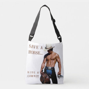 SlipperyJoe's save horse ride straw cowboy hat mus Crossbody Bag