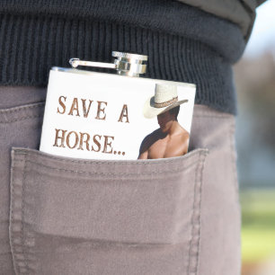 SlipperyJoe's save horse ride straw cowboy hat mus Hip Flask