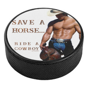 SlipperyJoe's save horse ride straw cowboy hat mus Hockey Puck