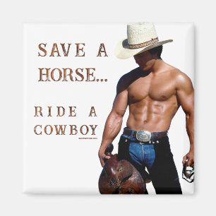 SlipperyJoe's save horse ride straw cowboy hat mus Magnet