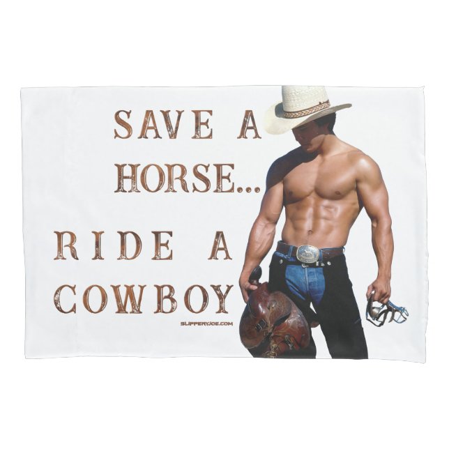 SlipperyJoe's save horse ride straw cowboy hat mus Pillowcase (Front)