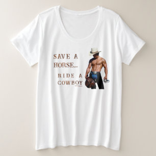 SlipperyJoe's save horse ride straw cowboy hat mus Plus Size T-Shirt
