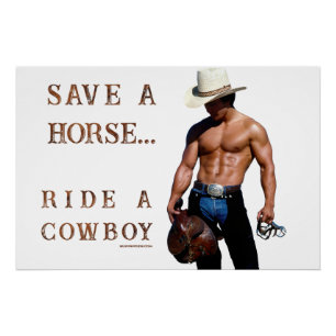 SlipperyJoe's save horse ride straw cowboy hat mus Poster