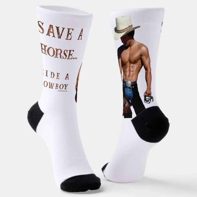 SlipperyJoe's save horse ride straw cowboy hat mus Socks (Angled)