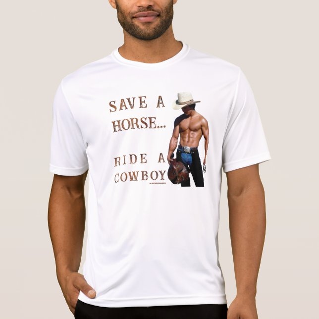 SlipperyJoe's save horse ride straw cowboy hat mus T-Shirt (Front)
