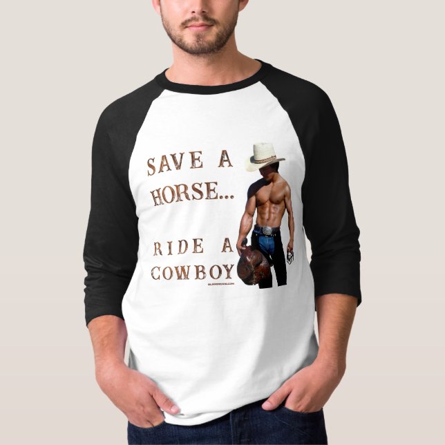 SlipperyJoe's save horse ride straw cowboy hat mus T-Shirt (Front)