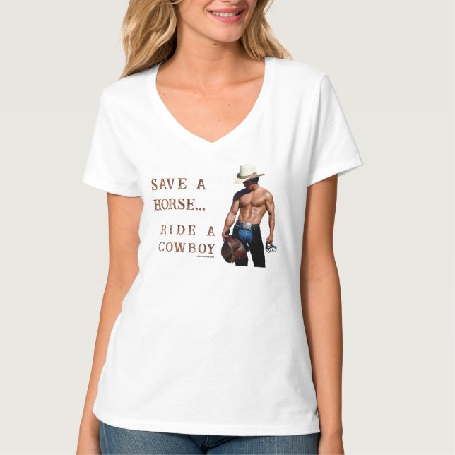 SlipperyJoe's save horse ride straw cowboy hat mus T-Shirt (Front)