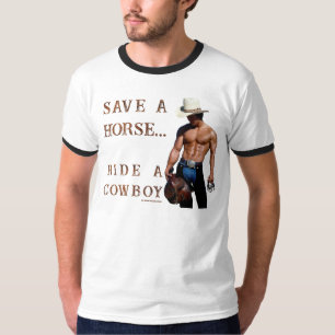 SlipperyJoe's save horse ride straw cowboy hat mus T-Shirt