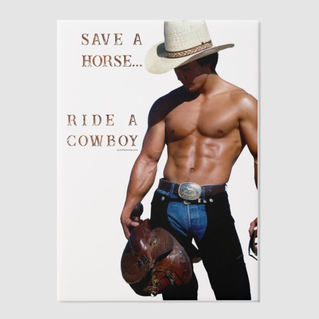 SlipperyJoe's save horse ride straw cowboy hat mus Vellum Invitations (Front)