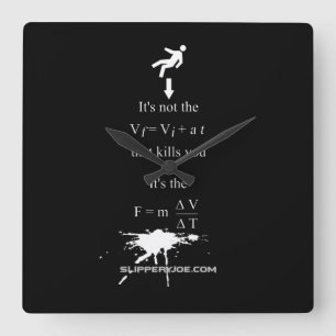 SlipperyJoe's Science math splatter stickman equat Square Wall Clock