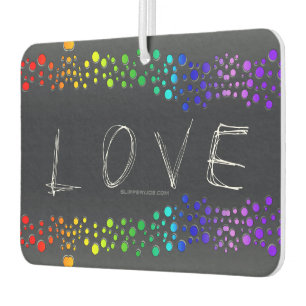 SlipperyJoe's scribbled love word rainbow gradient Car Air Freshener