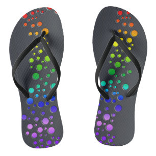 SlipperyJoe's scribbled love word rainbow gradient Jandals