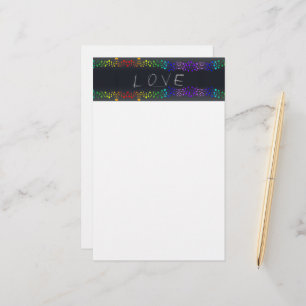 SlipperyJoe's scribbled love word rainbow gradient Stationery