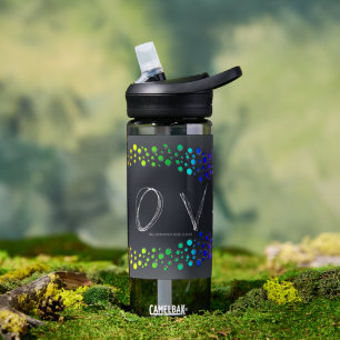 SlipperyJoe's scribbled love word rainbow gradient Water Bottle