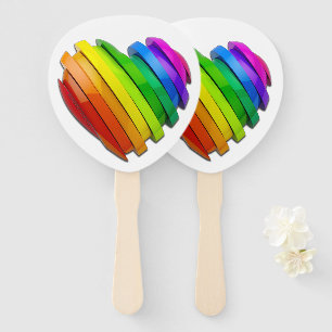 SlipperyJoe's sculptural three‑dimensional heart b Hand Fan