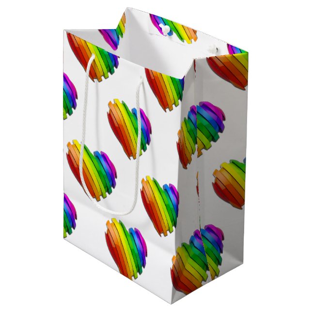 SlipperyJoe's sculptural three‑dimensional heart b Medium Gift Bag (Front Angled)