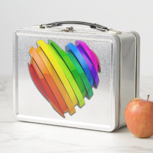 SlipperyJoe's sculptural three‑dimensional heart b Metal Lunch Box