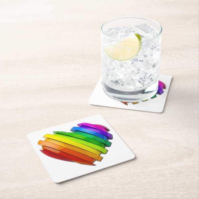 SlipperyJoe's sculptural three‑dimensional heart b Square Paper Coaster (Insitu)