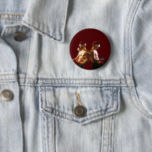 SlipperyJoe's shirtless men back-to-back Christmas 6 Cm Round Badge