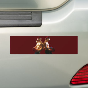 SlipperyJoe's shirtless men back-to-back Christmas Bumper Sticker