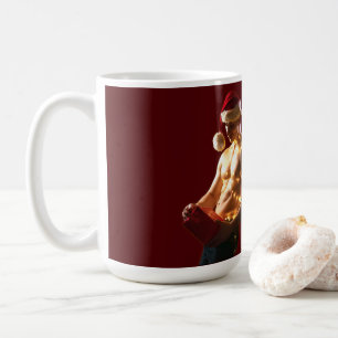 SlipperyJoe's shirtless men back-to-back Christmas Coffee Mug