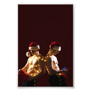 SlipperyJoe's shirtless men back-to-back Christmas Photo Print