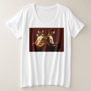 SlipperyJoe's shirtless men back-to-back Christmas Plus Size T-Shirt