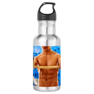 SlipperyJoe's shirtless muscular man abs chest sho 532 Ml Water Bottle