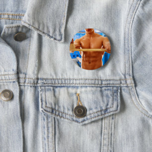 SlipperyJoe's shirtless muscular man abs chest sho 6 Cm Round Badge