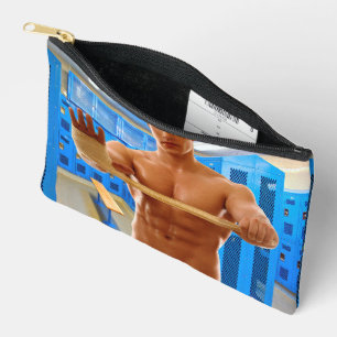 SlipperyJoe's shirtless muscular man abs chest sho Accessory Pouch